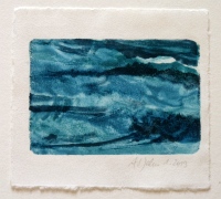 Aus der Serie: Winzige Ozeane, 2013, Monotypie, l auf Japan-Simili-Papier, Plattenformat ca. 7x10 cm